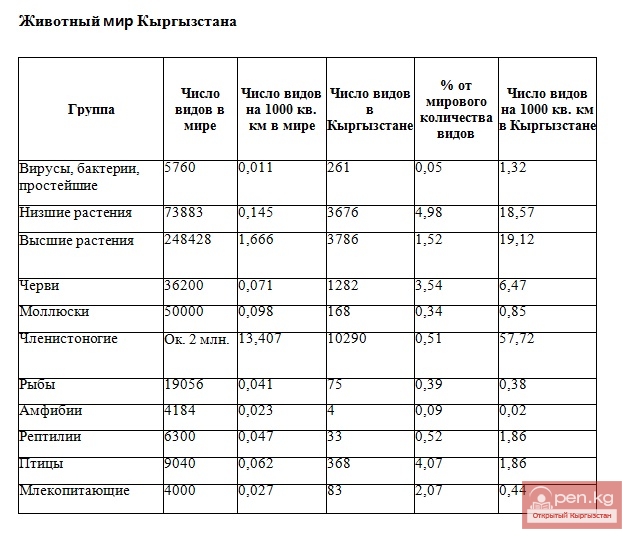 Животный мир Кыргызстана Животный мир Кыргызстана