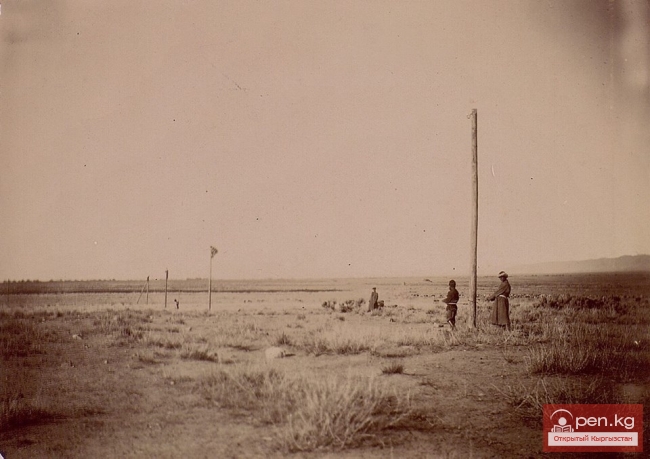 Строительство телеграфной линии Токмак-Пржевальск в 1900 г.